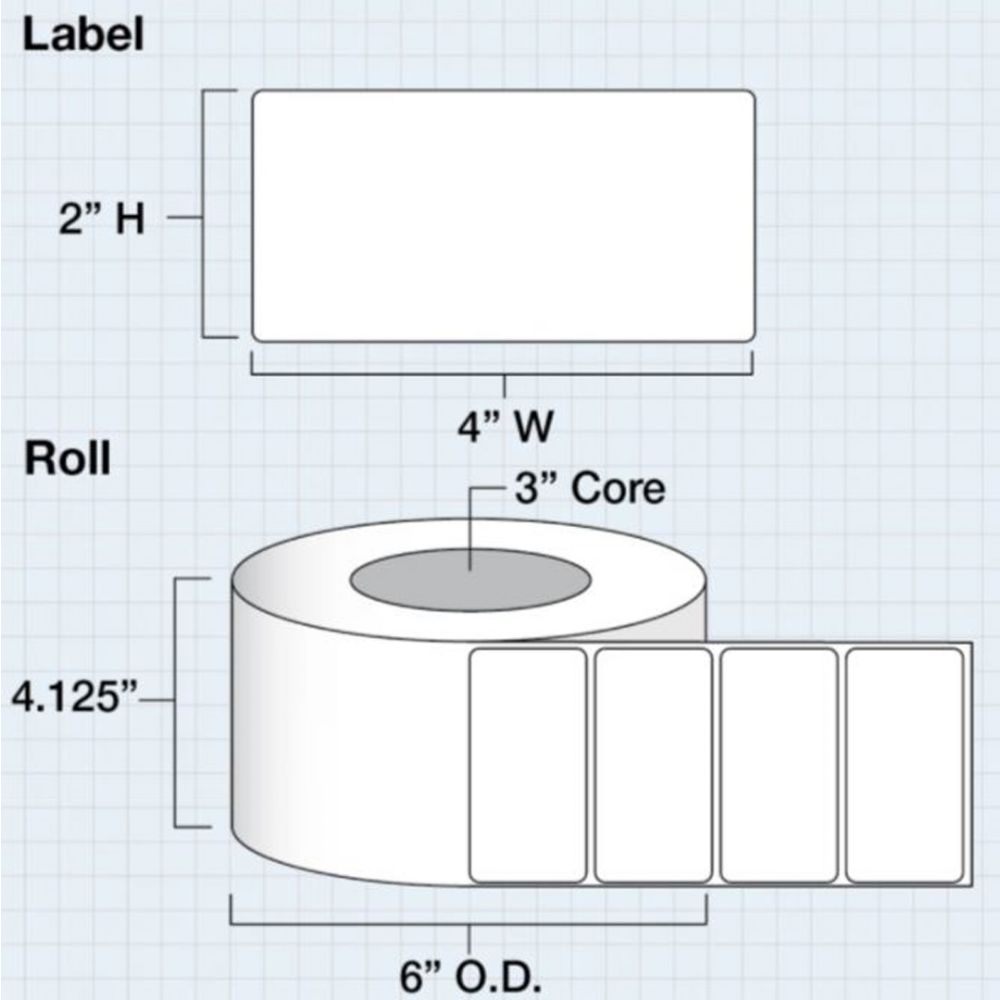 4 in x 2 in (102 x 51mm) Die Cut High Gloss Paper for IColor 200 / 250 (1200 labels per roll) #2